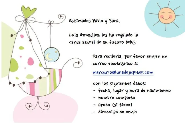 Cartas natales para bebés y niños | Luna de Júpiter