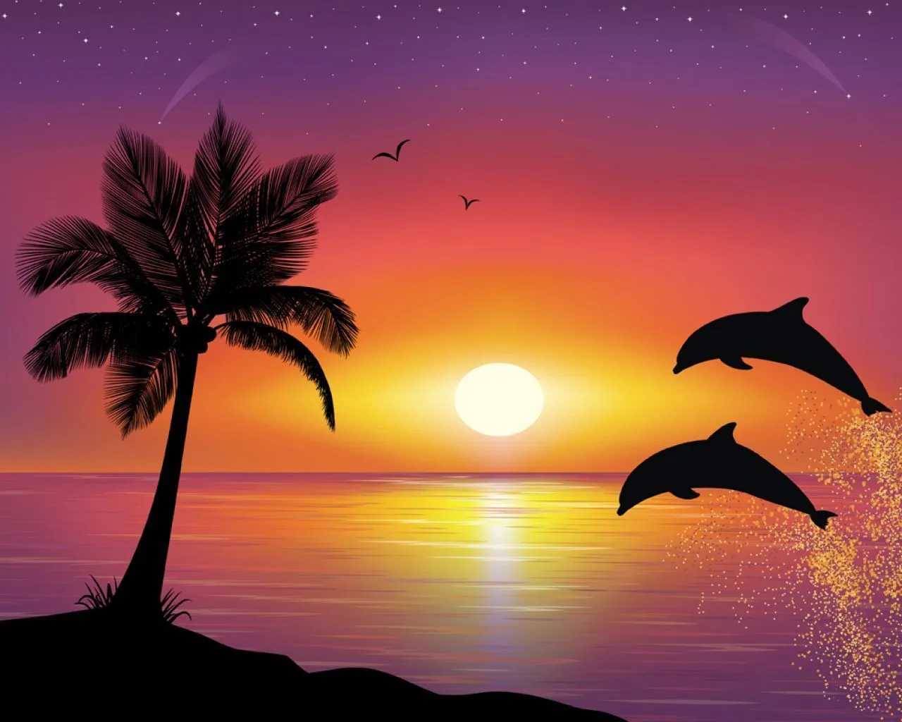 Delfines saltando al atardecer - 1280x1024 :: Fondos de pantalla y ...