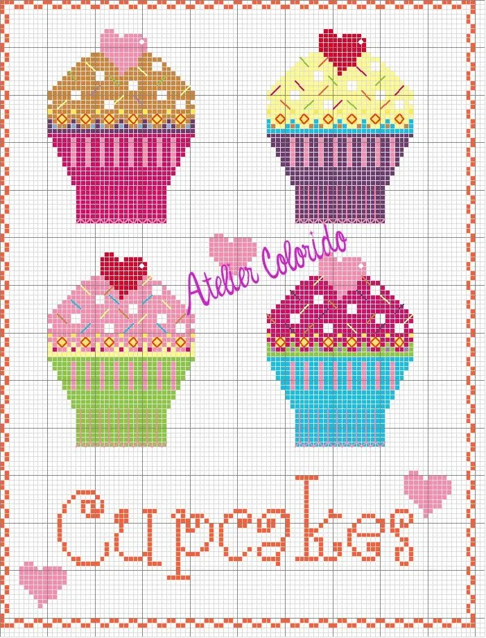 Atelier Colorido PX: Cupcakes... (Gráfico feito por mim)!