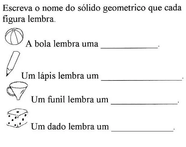 ATIVIDADES SÓLIDOS GEOMÉTRICOS - INICIAÇÃO À GEOMETRIA | PORTAL ESCOLA