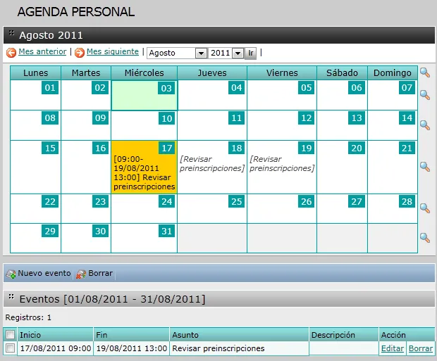 Atnova Campus 9.7 - Agenda personal