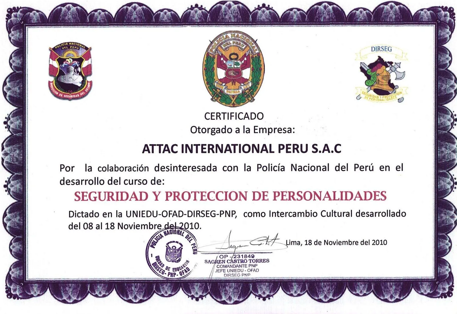 Attac-Peru: Agradecimientos a la empresa ATTAC International-Peru ...