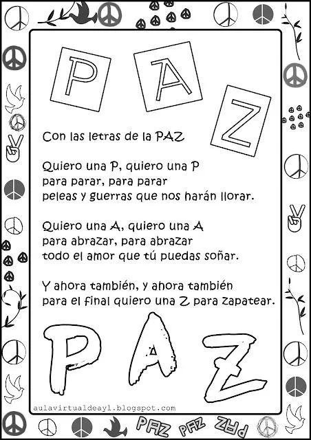 Aula virtual de audición y lenguaje: Poemas de la PAZ