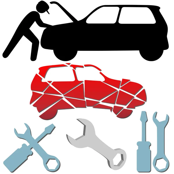 auto reparación mantenimiento auto mecánico símbolo conjunto ...