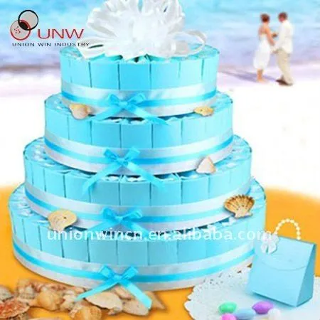 azul cajas rebanada de pastel para la decoración de la boda de la ...