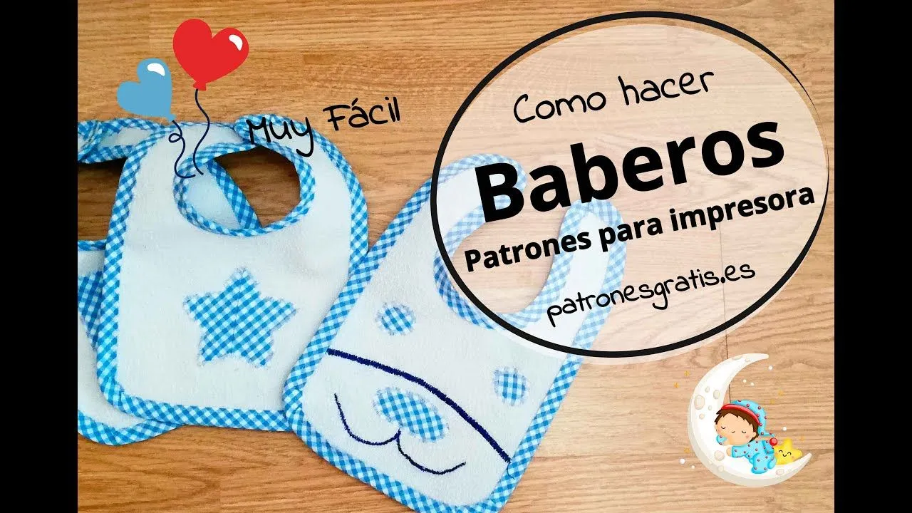 Como hacer baberos para bebe paso a paso - Patrones gratis para impresora -  YouTube