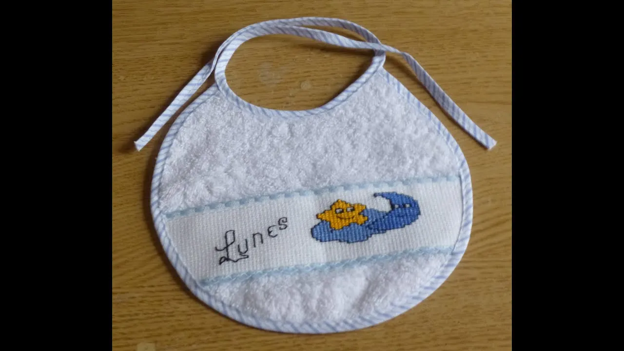 Como hacer baberos a punto de cruz SEMANARIO BABERO LUNES PARTE 1 - YouTube