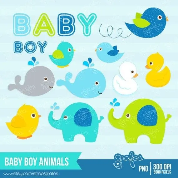 BABY BOY ANIMALS Digital Clipart Imagenes Animales Bebes por grafos