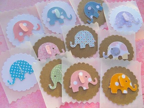 Baby Elephant Envelope Stickers Baby Shower por suziescards