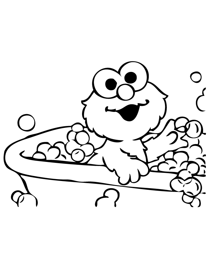 Baby Elmo Takes Bath Coloring Page | Baby's World | Pinterest ...