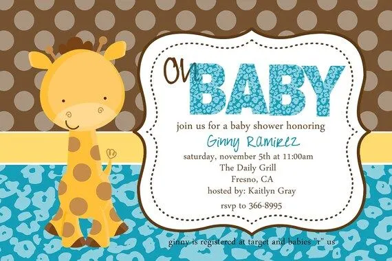 Baby Giraffe Baby Shower Invitation por beenesprout en Etsy