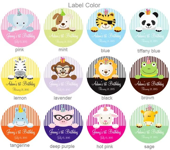 Baby Jungle Animals Round Label - 24 pcs - 1st Birthday Favors ...