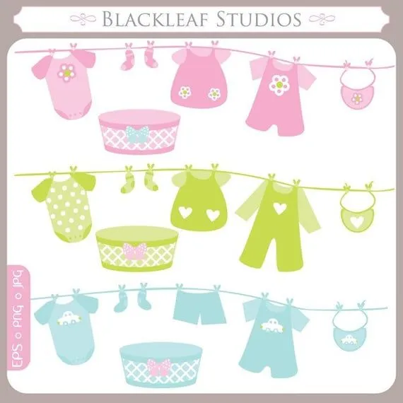 Baby Laundry Clip Art Instant Download laundry by blackleafdesign