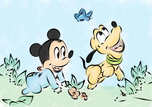 Baby Mickey and Baby Pluto by Shinnizly on DeviantArt