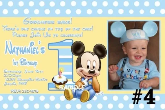 Baby Mickey Mouse First Birthday Invitation by LetsPartyShoppe