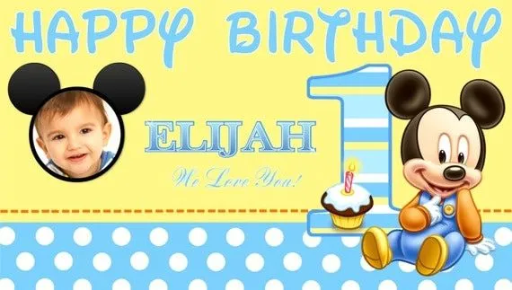 Baby Mickey Mouse 1 Year Old First Birthday by GraphicMagicDesigns