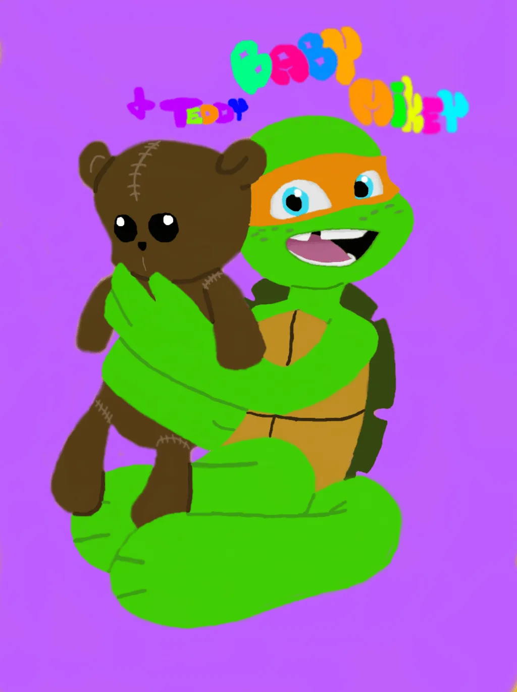 Baby Mikey and Teddy *colored* by Ninja-FormersJunkie on DeviantArt