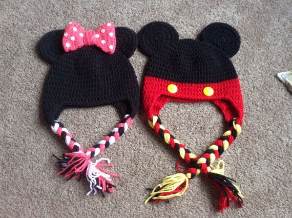 Baby Minnie Mouse, Mickey Mouse, crochet hat, photo prop