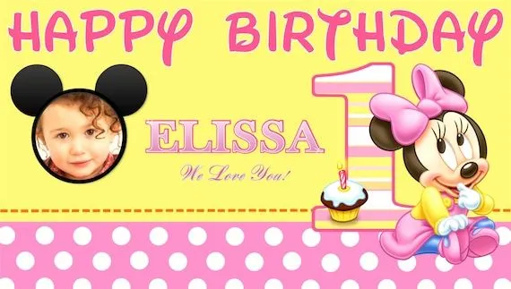 Baby Minnie Mouse 1 Year Old First Birthday by GraphicMagicDesigns