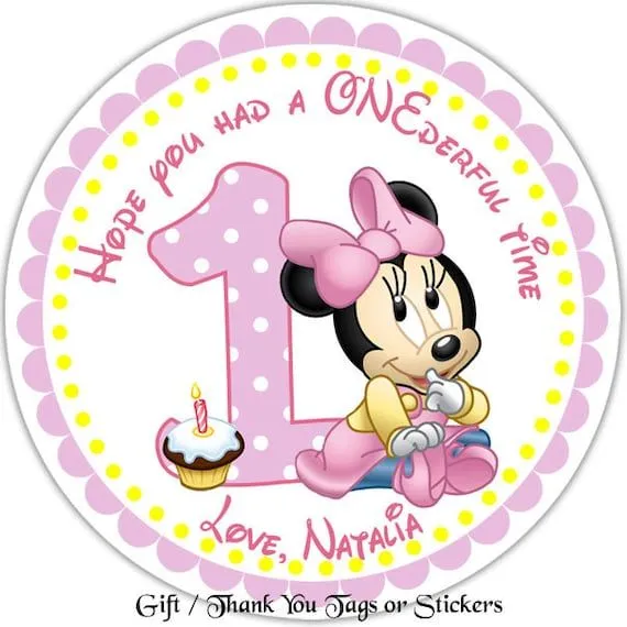 Baby Minnie Personalized Stickers Party Favor by sharenmoments