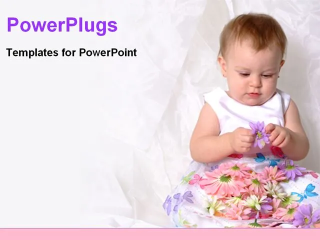 baby playing with flowers PowerPoint Template Background of baby ...