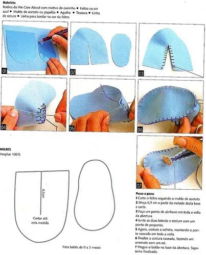  ... -Baby-Shop: Botinha em feltro para Bebes - Molde e PAP/Passo a passo