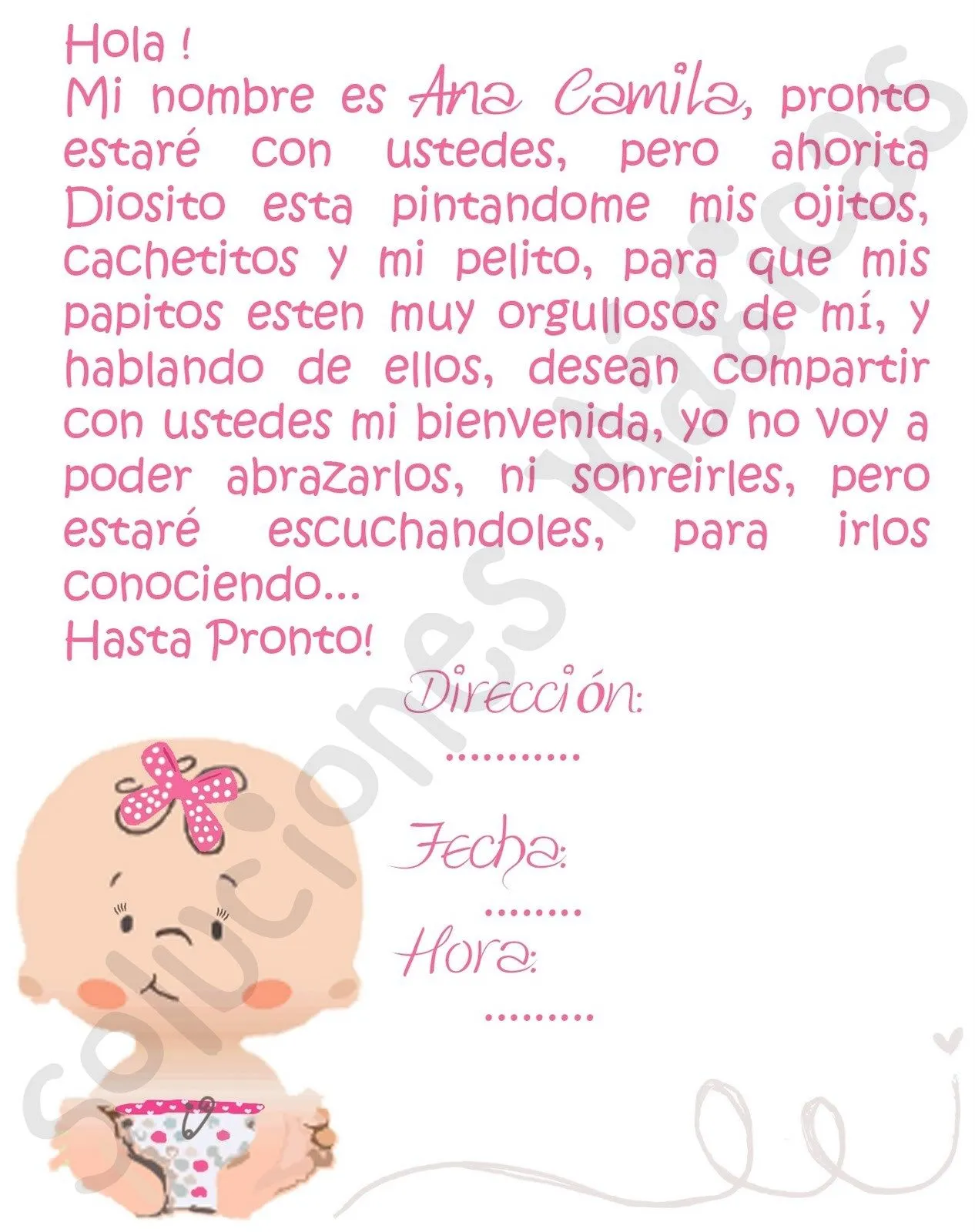 Agradecimiento del bebé en el baby shower - Imagui