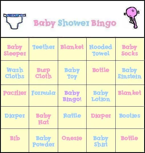 Baby Shower Bingo! Free printable baby shower bingo cards