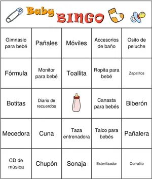 Baby Shower Bingo Regalos: Lista de palabras | Baby Shower Bingo ...