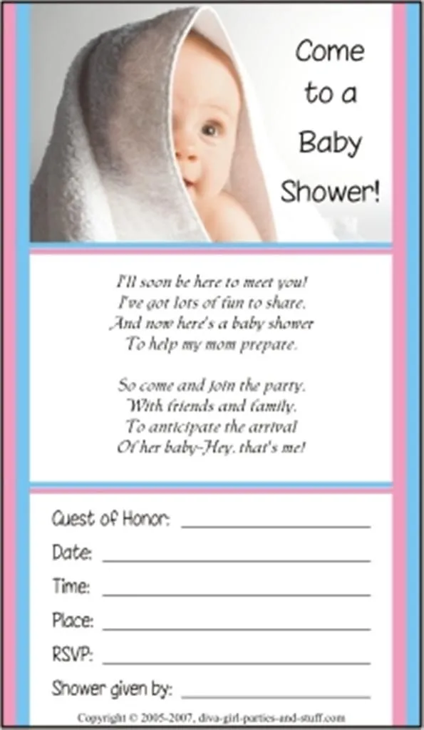 Baby Shower Invitations and Wording Examples