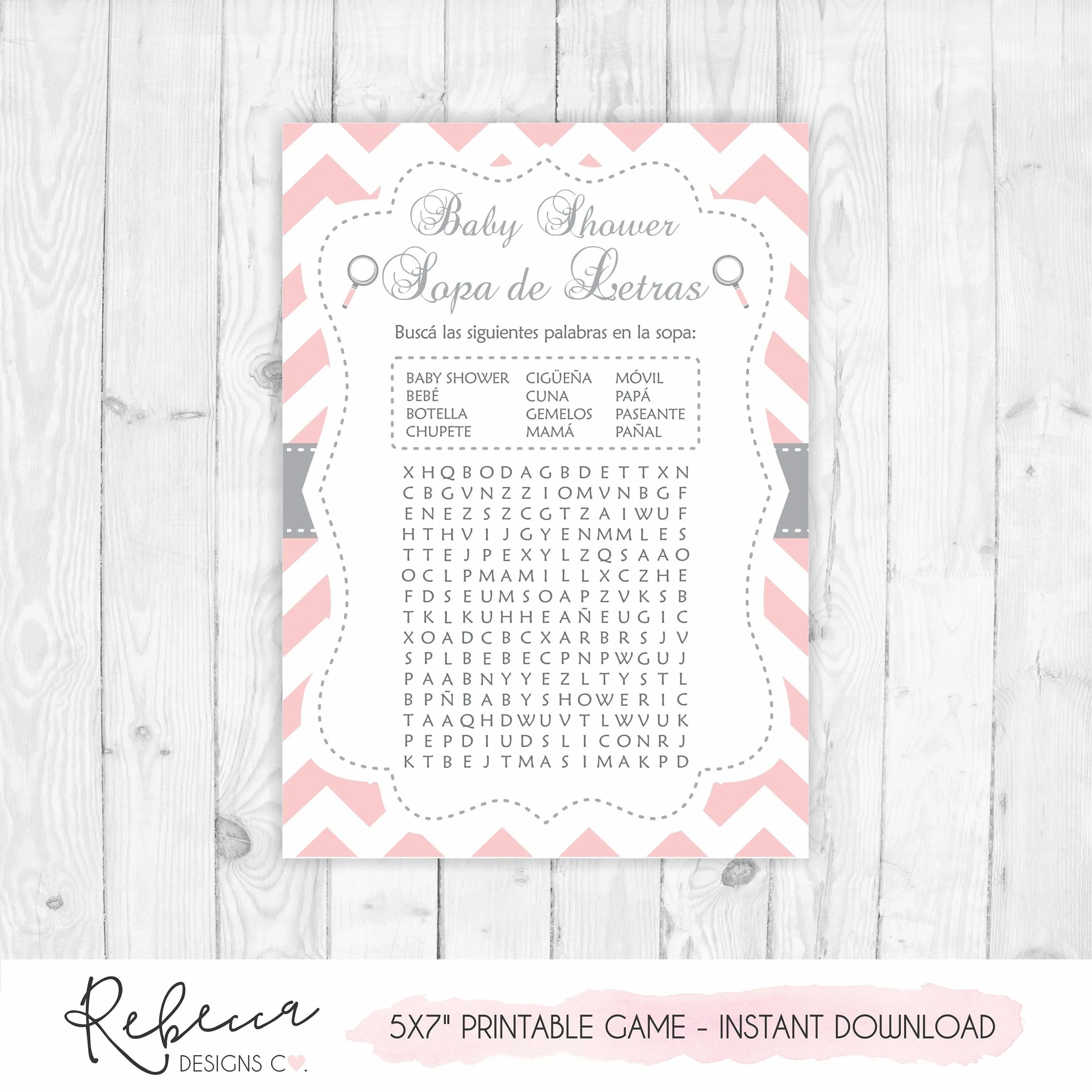 Baby shower juego de sopa de letras en español baby shower en español  español juegos baby shower imprimible español sopa de letras juego 105 -  Etsy México