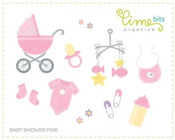 Baby Shower Pink Clip Art by LimeBitsCreative on Etsy