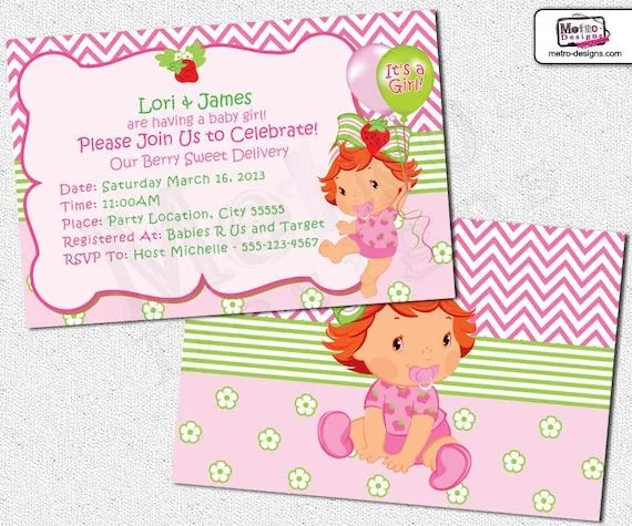 Baby Shower Strawberry Shortcake Invitations by MetroEvents