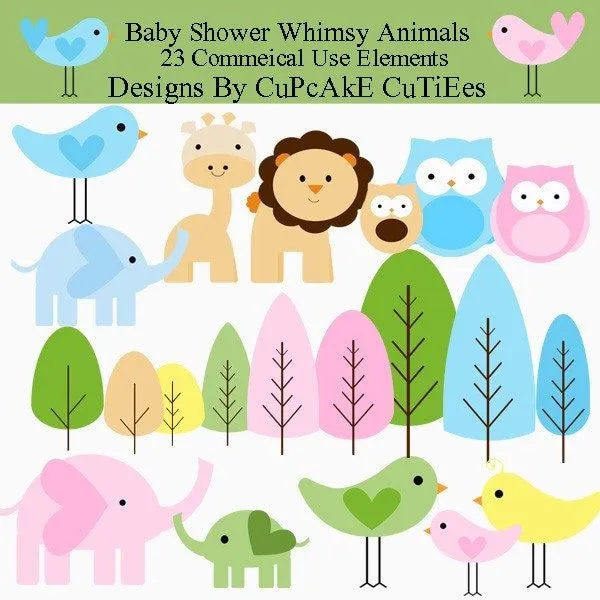 Baby Shower Whimsy Animals and Trees Digital by cupcakecutiees