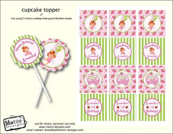 Baby Strawberry Shortcake Favor Tags by MetroEvents on Etsy