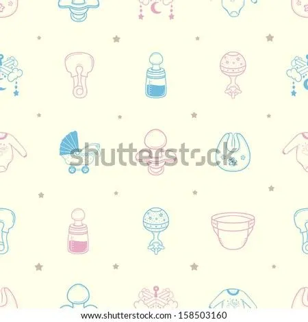 Baby Stuff Background Pattern Stock Vector Illustration 158503160 ...