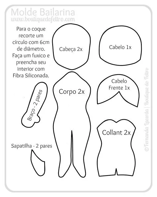Bailarina de feltro com moldes - Dicas pra Mamãe