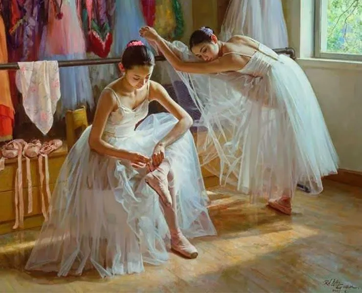 Bailarinas, Cuadros al Óleo, Pintura Hiperrealista de Guan Zeju ...