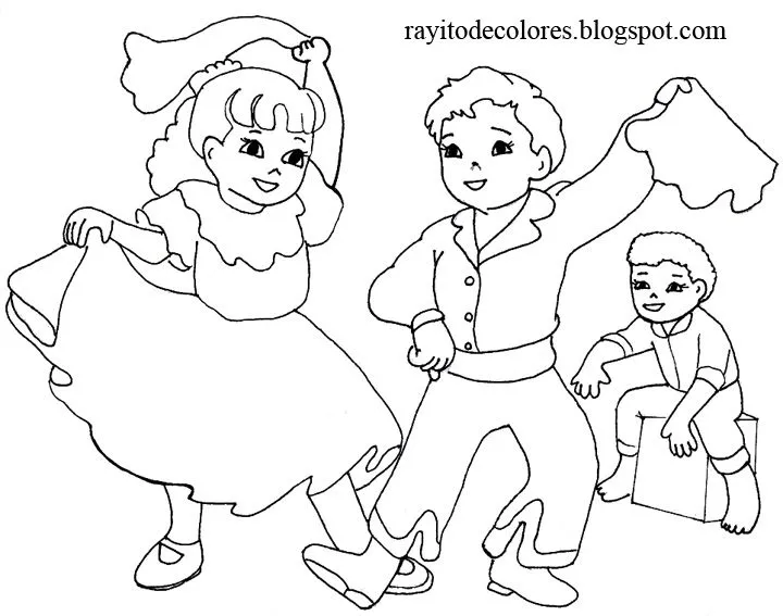 Niños bailando marinera para colorear - Imagui