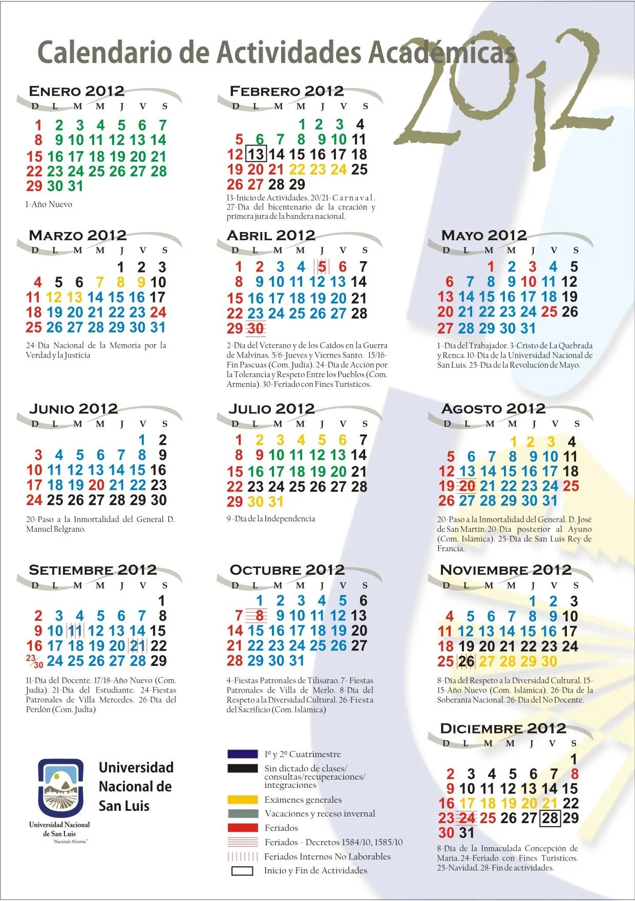 Calendario 2012 grande para imprimir EN ESPAÑOL - Imagui