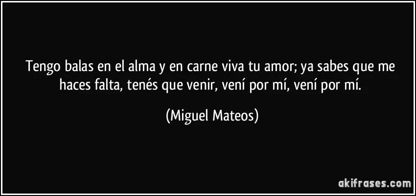 Tengo balas en el alma y en carne viva tu amor; ya sabes que me...