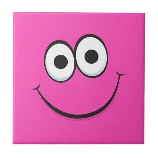 Baldosa cerámica de la cara sonriente feliz rosada tejas | Zazzle