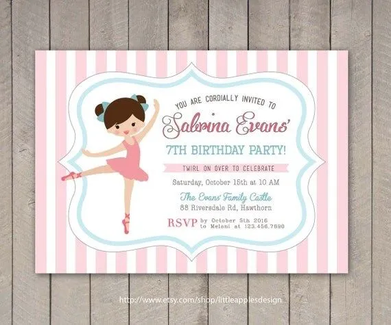 Ballerina Birthday Invitation / Ballerina invitation por DreamyDuck