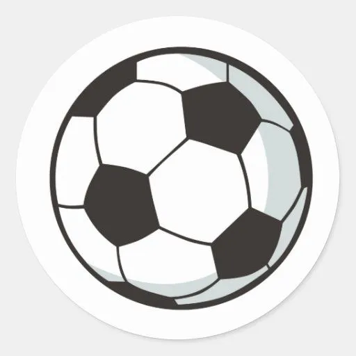 Balón de fútbol en estilo del dibujo animado etiqueta de Zazzle.