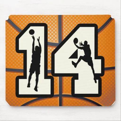 Baloncesto y jugadores del número 14 alfombrillas de ratones | Zazzle