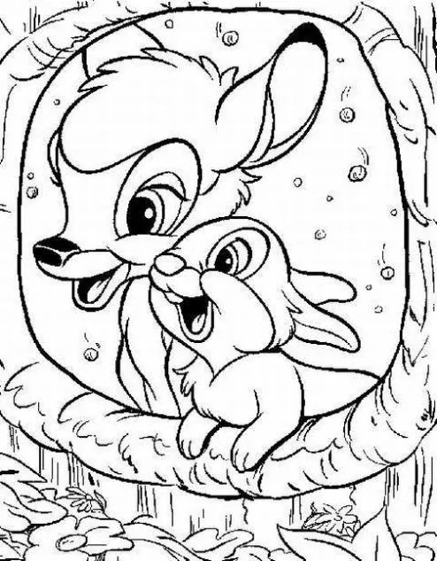 Dibujo de Bambi y Tambor para colorear. Dibujos infantiles de ...