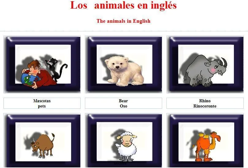 Banco de actividades Virtuales: The animals in english