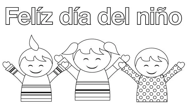 Banco de Imagenes y fotos gratis: Feliz Día del Niño para Colorear