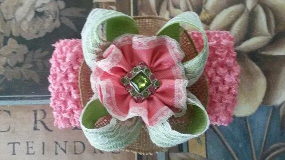 Banda en crochet rosa banda en crochet de bebe por linascrafts