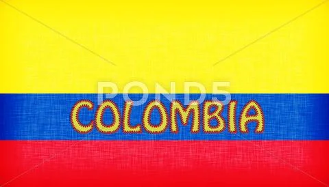 Bandeira Da Colômbia Costurada Com Letras Ilustração Gráfica, Arte ...